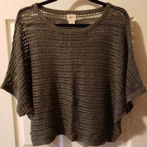 Khaki Short Sleeve Crochet Sweater